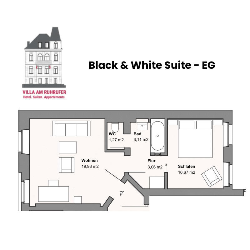 Villa am Ruhrufer Black and White Suite